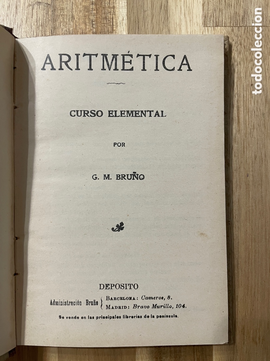 Libros antiguos: Aritm&eacute;tica. Curso elemental. G. M. Bru&ntilde;o. - Foto 3