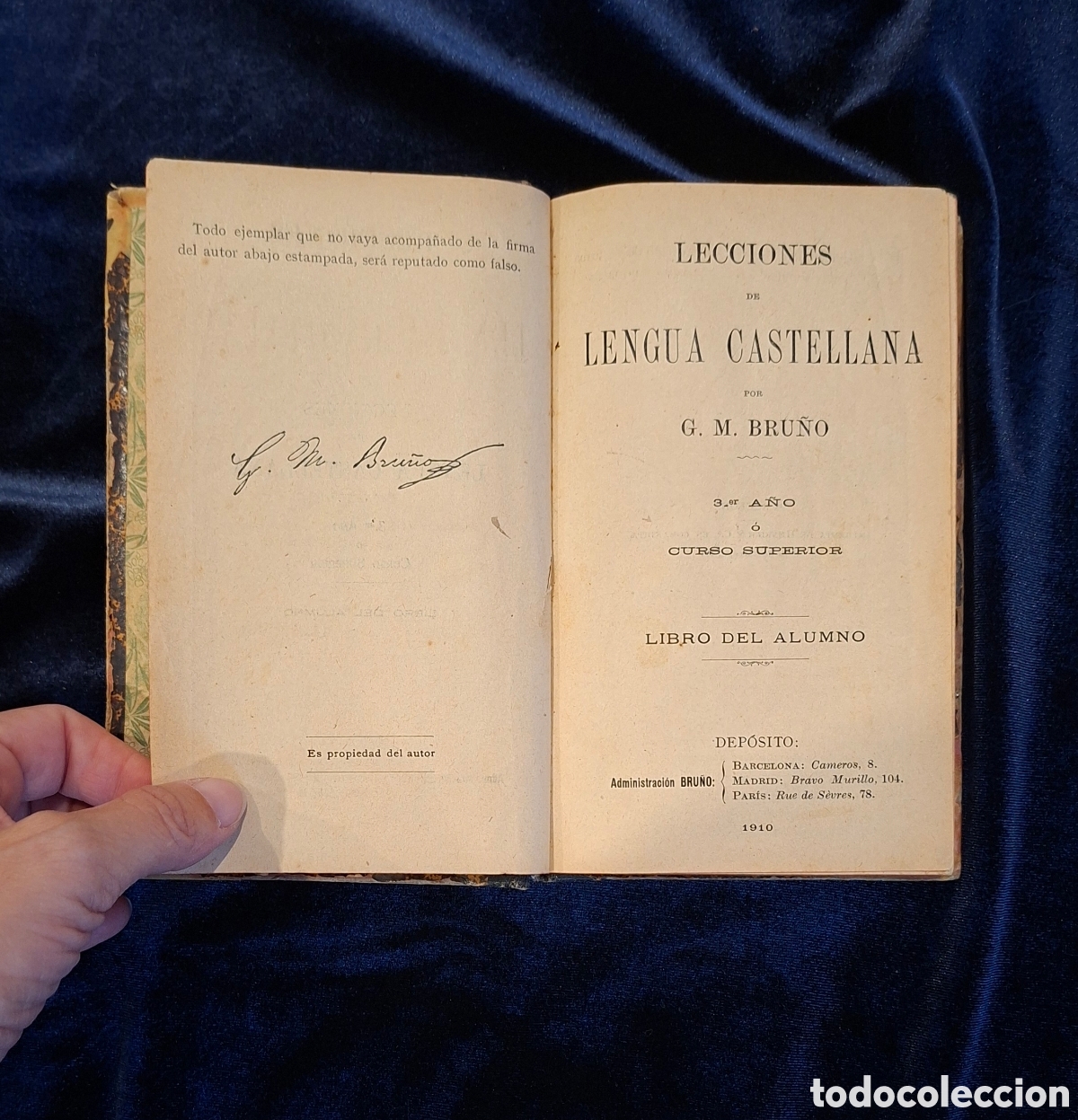 Libros antiguos: Lecciones de Lengua Castellana G. M. Bru&ntilde;o, 3.&ordm; A&ntilde;o, 1910