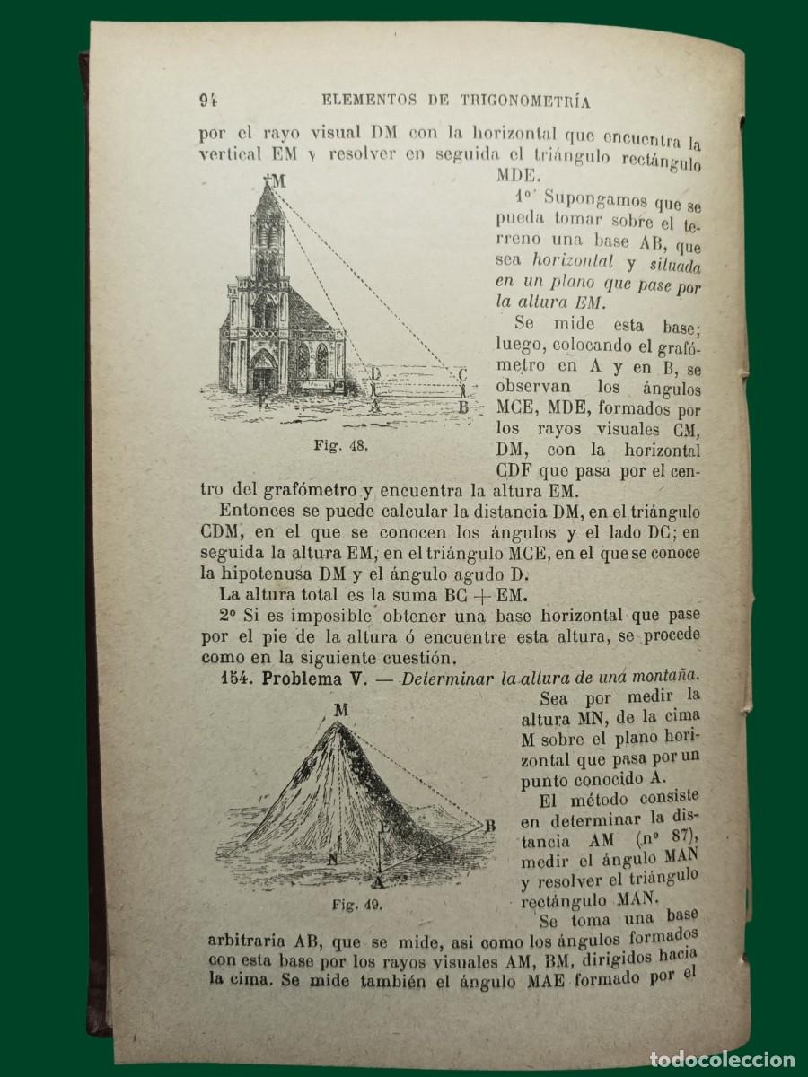 Libros antiguos: ELEMENTOS DE TRIGONOMETR&Iacute;A. G.M. Bru&ntilde;o. 1916 - Foto 2