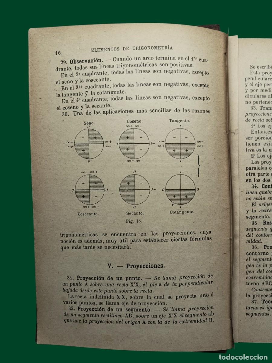 Libros antiguos: ELEMENTOS DE TRIGONOMETR&Iacute;A. G.M. Bru&ntilde;o. 1916 - Foto 4
