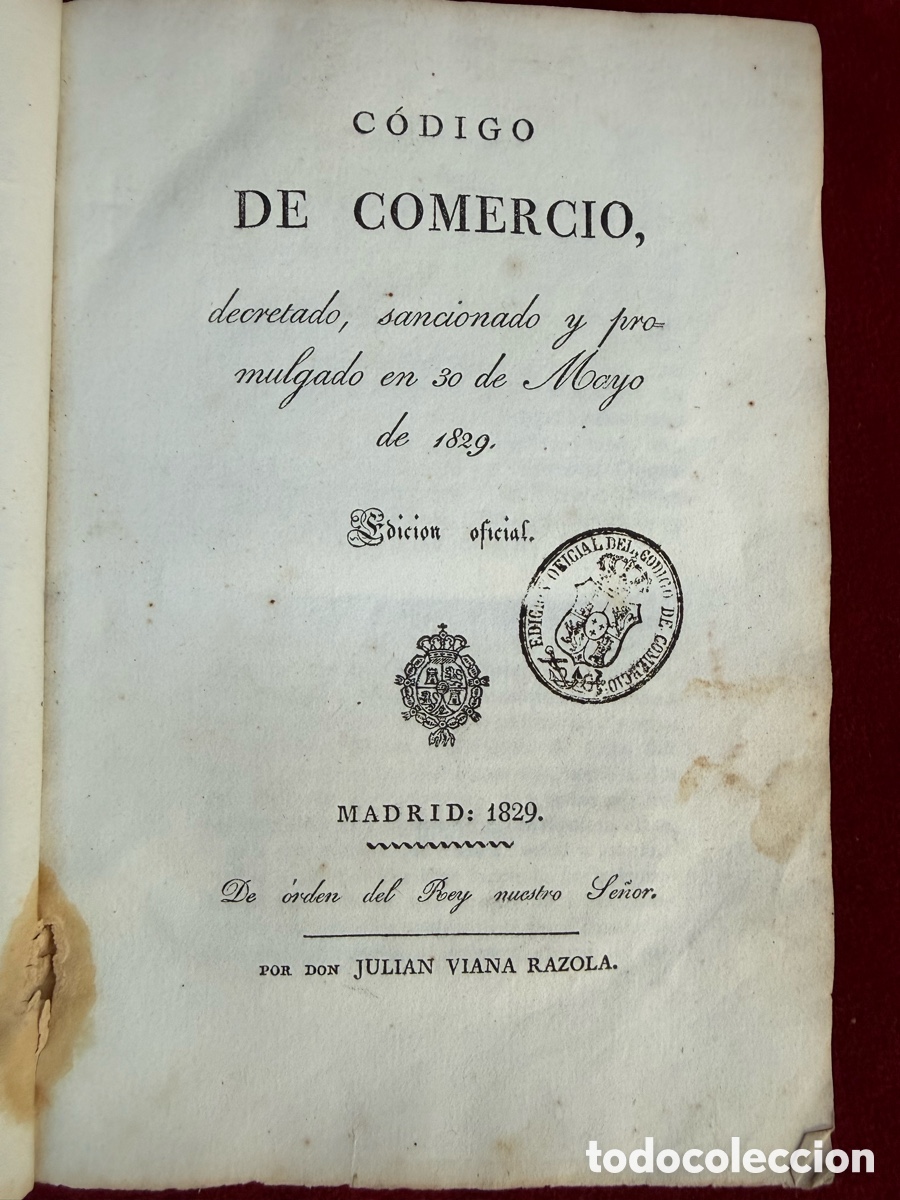Libros antiguos: Antiguo libro de 1829,Codico de Comercio,Madrid! - Foto 1