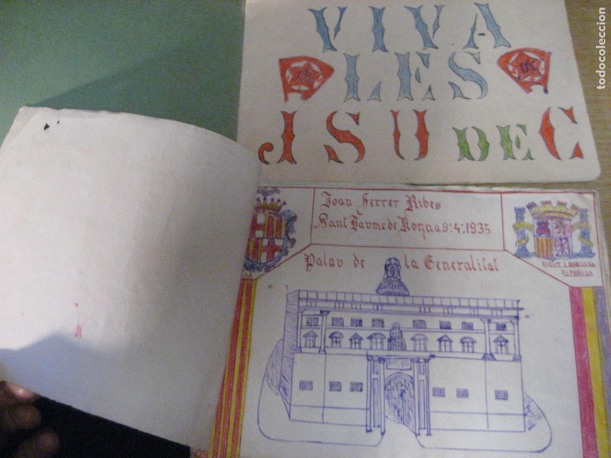 Livros antigos: 2 cuaderno escolar de dibujos 1935 2&ordf; Republica . Palau de la Generalitat , JSU de Catalunya