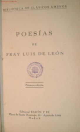 Libros antiguos: Poes&iacute;as de Fray Lu&iacute;s de Le&oacute;n - Foto 1