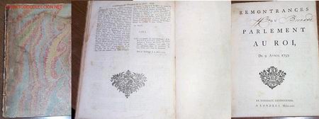 Libros antiguos: REMONTRANCES DU PARLAMENT AU ROI, DU 9 AVRIL 1753.  De Schismate extinguendo. A Londres 1753. 38pag