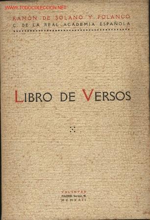 Libros antiguos: Libro de Versos, por Ram&oacute;n de Solano y Polanco. 1922. - Foto 1