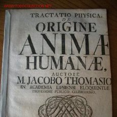 Libros antiguos: THOMASIO,J. TRACTATIO PHYSICA DE ORIGINE ANIMAE HUMANAE. HALLE, HENDEL, 1725. 66 PAG.. Lote 101185847