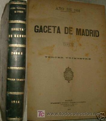 Libros antiguos: 1916 GACETA DE MADRID - Foto 1