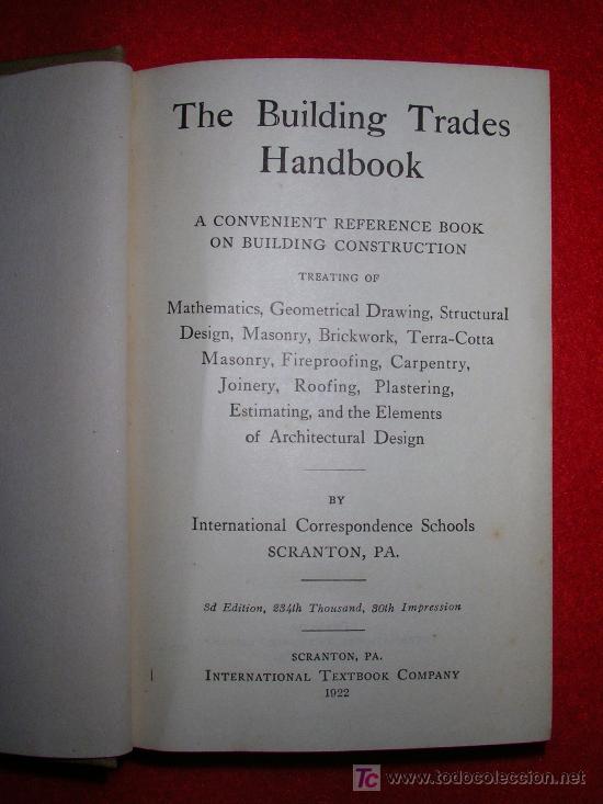 Libros antiguos: CONSTRUCCION DE EDIFICIOS - A&Ntilde;O 1922 - BELLAS LAMINAS. - Foto 2