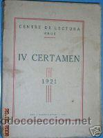 Antiquarische B&uuml;cher: IV CERTAMEN A&Ntilde;O 1921. CENTRE DE LECTURA. REUS..