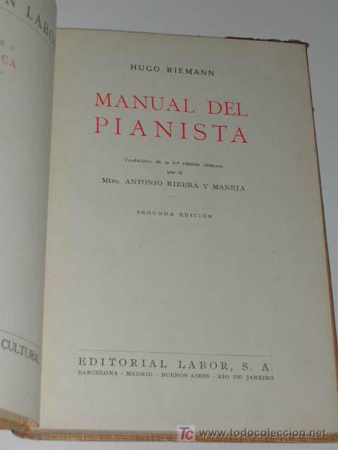 Libros antiguos: MANUAL DEL PIANISTA, de Hugo Riemann - Foto 2