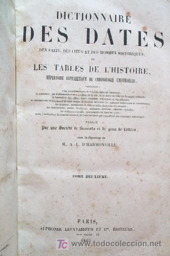 Libros antiguos: DICTIONNAIRE DES DATES - 2 TOMOS - A&Ntilde;O 1845 - Foto 4