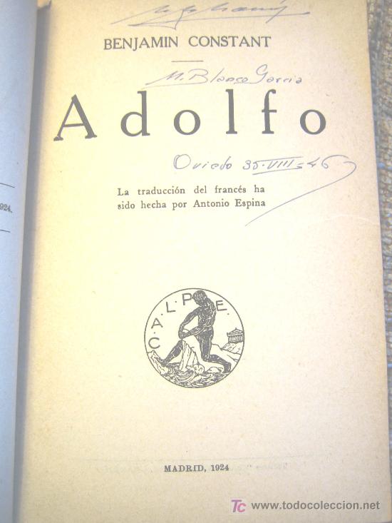 Libros antiguos: COLECCION UNIVERSAL N&ordm; 945 - ADOLFO, DE BENJAMIN CONSTANT, A&Ntilde;O 1924. - Foto 2