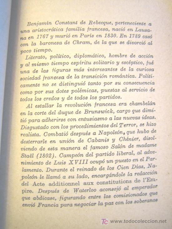 Libros antiguos: COLECCION UNIVERSAL N&ordm; 945 - ADOLFO, DE BENJAMIN CONSTANT, A&Ntilde;O 1924. - Foto 3