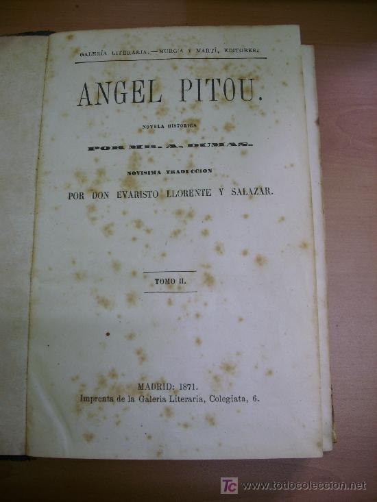 Libros antiguos: ANGEL PITOU - ALEJANDRO DUMAS - 1871 - TOMO II - Foto 1