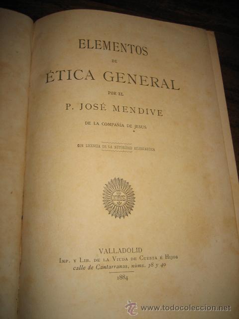 Libros antiguos: ELEMENTOS DE ETICA GENERAL - Foto 2
