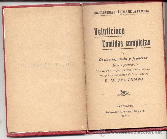 Libros antiguos: VEINTICINCO COMIDAS COMPLETAS R. M. DEL CAMPO - Foto 1