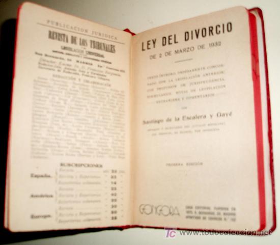 Libros antiguos: LEY DEL DIVORCIO DE 1932. BIBLIOTECA DE BOLSILLO - Foto 3