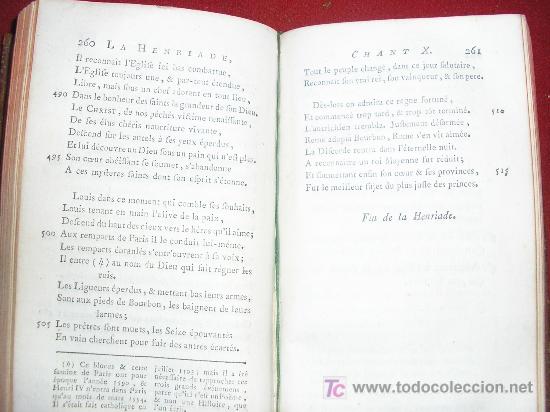 Libros antiguos: 1788 LA HENRIADA CON LAS VARIANTES. VOLTAIRE. Chez BROCAS. EN FRANCES - Foto 8