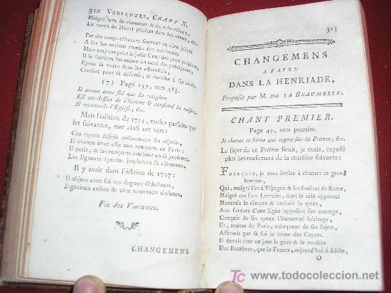 Libros antiguos: 1788 LA HENRIADA CON LAS VARIANTES. VOLTAIRE. Chez BROCAS. EN FRANCES - Foto 10