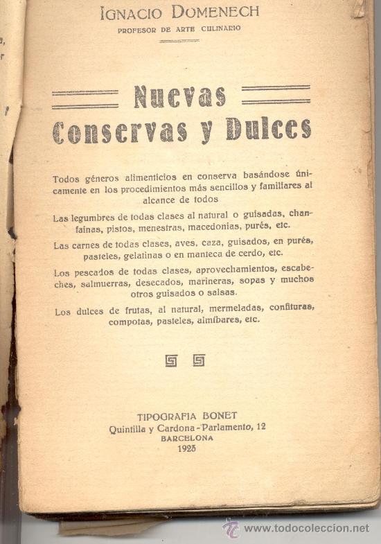 Libros antiguos: NUEVAS CONSERVAS Y DULCES IGNACIO DOMENECH 1923 - Foto 1