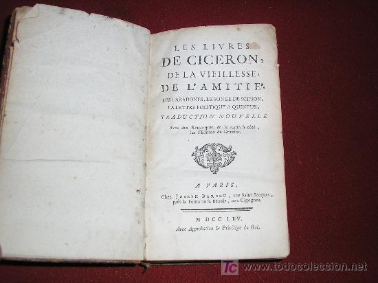 Libros antiguos: 1754 LOS LIBROS DE CICERON. Chez JOSEPH BARBOU. - Foto 3