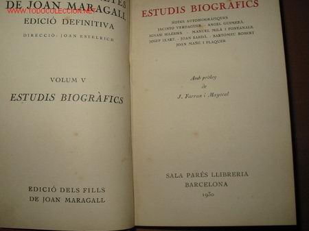 Libros antiguos: JOAN MARAGALL. Estudis Biografics. 1.930 - Foto 1