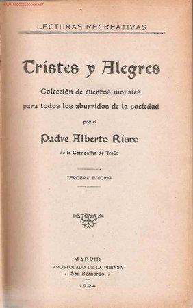 Libros antiguos: Tristes y alegres /... Alberto Risco - Foto 1
