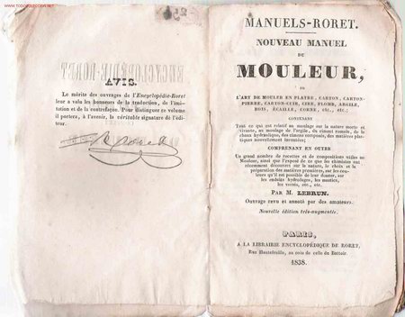 Libros antiguos: Antiguo manual de moldeado - 1838 * FRANC&Eacute;S * - Foto 1