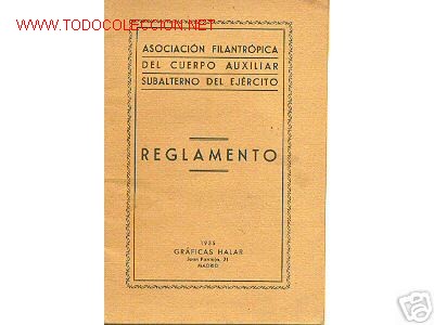 Old books: REGLAMENTO ASOCIACION FILANTROPICA DEL EJERCITO.1935