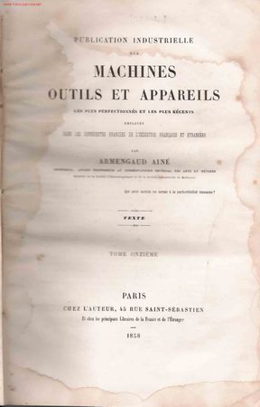Libros antiguos: MAQUINAR&Iacute;A Y HERRAMIENTAS. LIBRO T&Eacute;CNICO EN FRANC&Eacute;S- 1858 - Foto 1