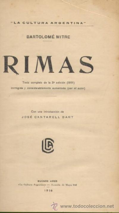 Libros antiguos: RIMAS. MITRE, BARTOLOME. A-POE-273 - Foto 1