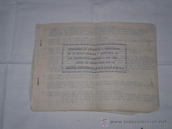 Livres anciens: Antiguo formulario mecanografiado. Escuela de choferes Barcelona. Examenes de conductor