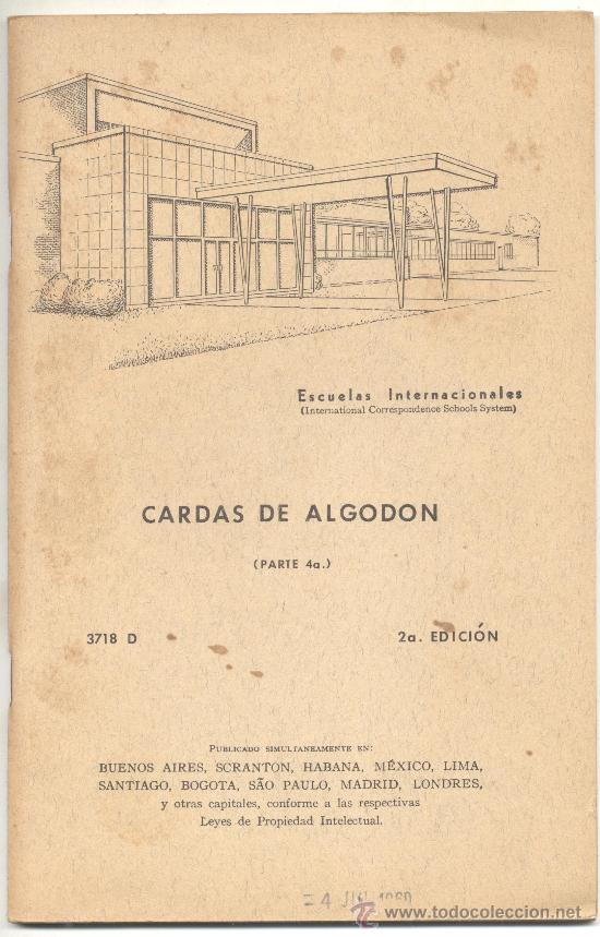 Libros antiguos: ESCUELAS INTERNACIONALES CARDAS DE ALGODON PARTE 4&ordf; - Foto 1