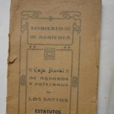Libros antiguos: SINDICATO AGRICOLA.LOS SANTOS.BADAJOZ.ESTATUTOS.1911.43 PG.18X10.5. Lote 22496755