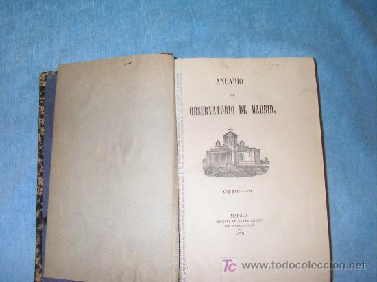 Libros antiguos: ANUARIO DEL OBSERVATORIO DE MADRID - A&Ntilde;O 1878. - Foto 2