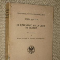 Libros antiguos: EL DINAMISMO EN LA OBRA DE PEREDA, POR GERDA OUTZEN, SANTANDER, 1936. Lote 24584107