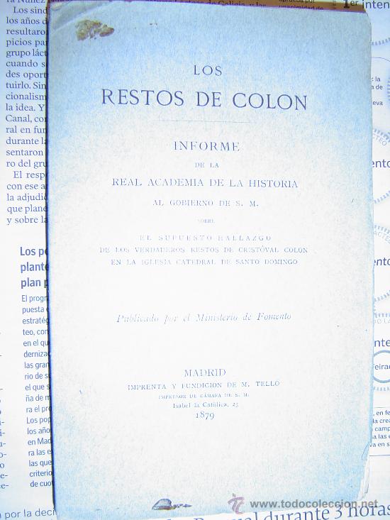 Libros antiguos: 1879  LOS RESTOS DE COLON - Foto 1