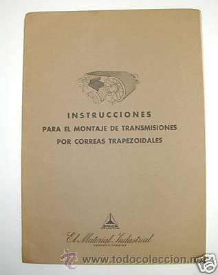 Livros antigos: INSTRUCCIONES PARA MONTAJE TRANSMISIONES CORREA. L7556