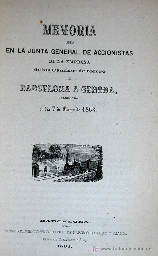 Libros antiguos: Caminos de Hierro de Barcelona a Gerona - Foto 1