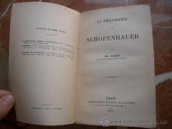 Libros antiguos: RARO La Philosophie de Schopenhauer, Ribot 1874 - Foto 2