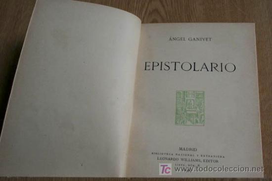 Libros antiguos: Epistolario. Ganivet (&Aacute;ngel) - Foto 1