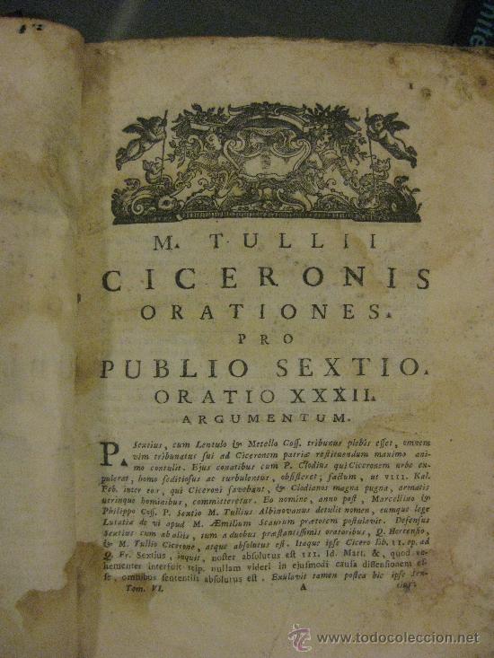 Libros antiguos: M. TULLI CICERONIS OPERA / TOMUS SEXTUS / 1772 - Foto 2
