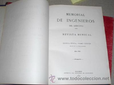 Libros antiguos: 1921 MEMORIAL DE INGENIEROS - Foto 2
