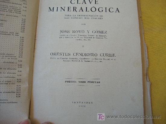 Libros antiguos: CLAVE MINERAL&Oacute;GICA - Foto 2