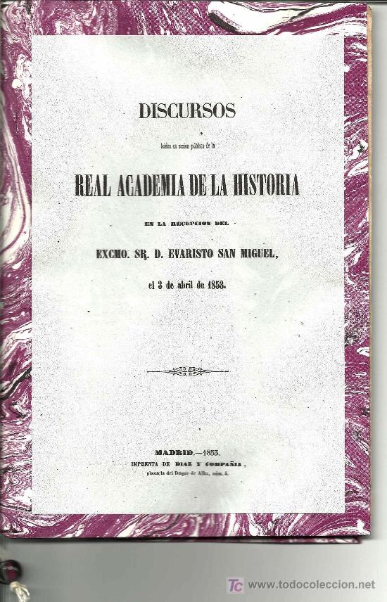 Libros antiguos: Discursos / Evaristo San Miguel - 1853 - Foto 2