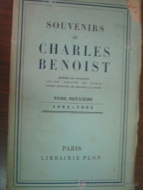 Libros antiguos: SOUVENIRS. BENOIST, Charles. 1933. Plon - Foto 1