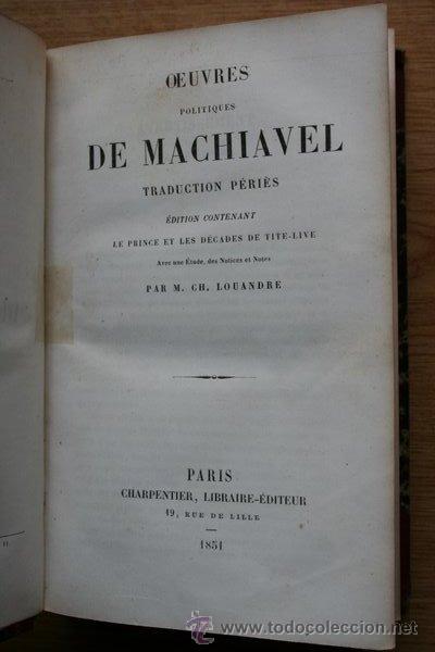 Libros antiguos: Oeuvres politiques de... Machiavel - Foto 1