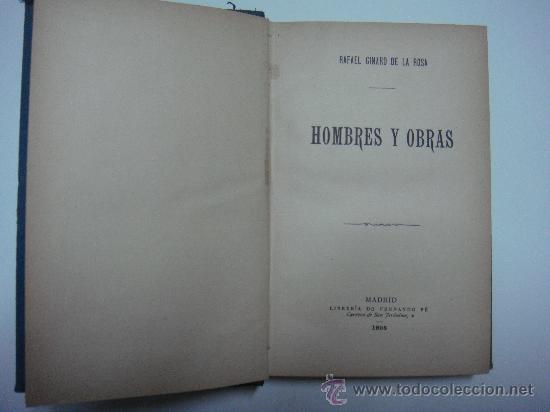 Libros antiguos: HOMBRES Y OBRAS. Rafael Ginard de la Rosa. - Foto 1