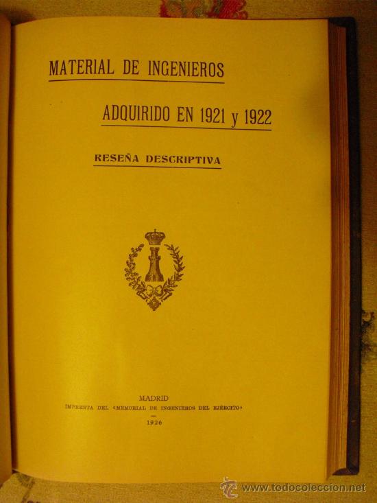 Libros antiguos: 1926  RESE&Ntilde;A DESCRIPTIVA DE MATERIAL DE INGENIEROS - Foto 1