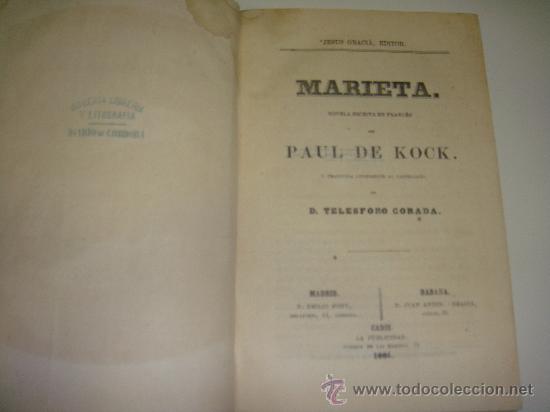 Libros antiguos: MARIETA. Paul de Kock - Foto 2